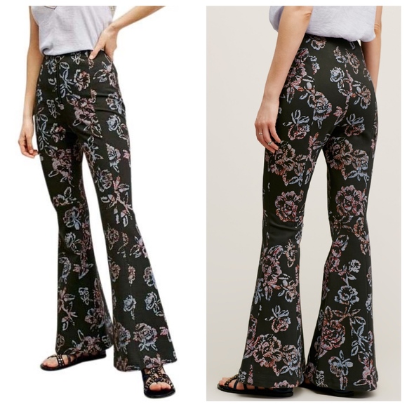 Free People Pants - Free People Born to Be Wild flared floral pants